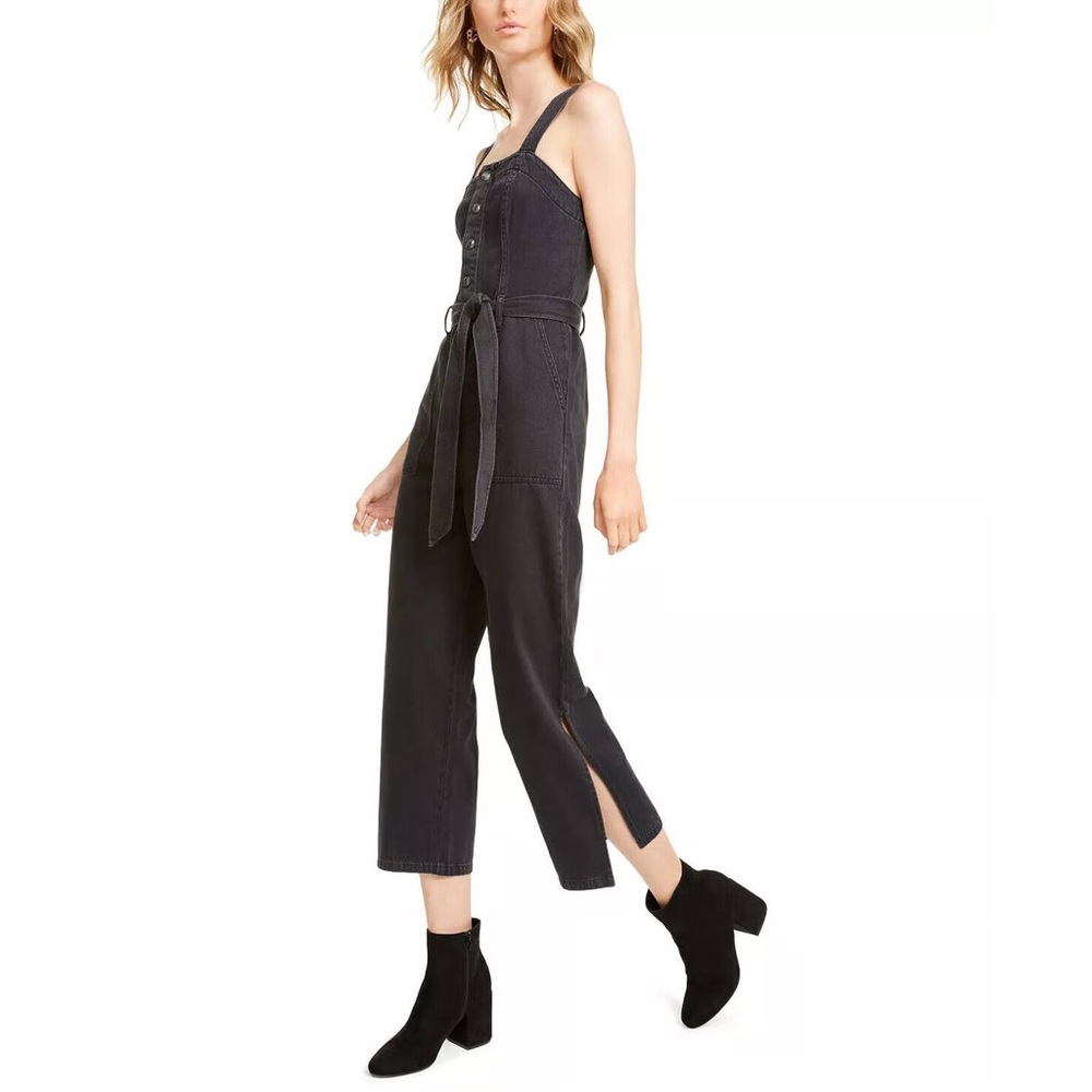 Oat NYC Black Denim Jumpsuit with Belt, size 4